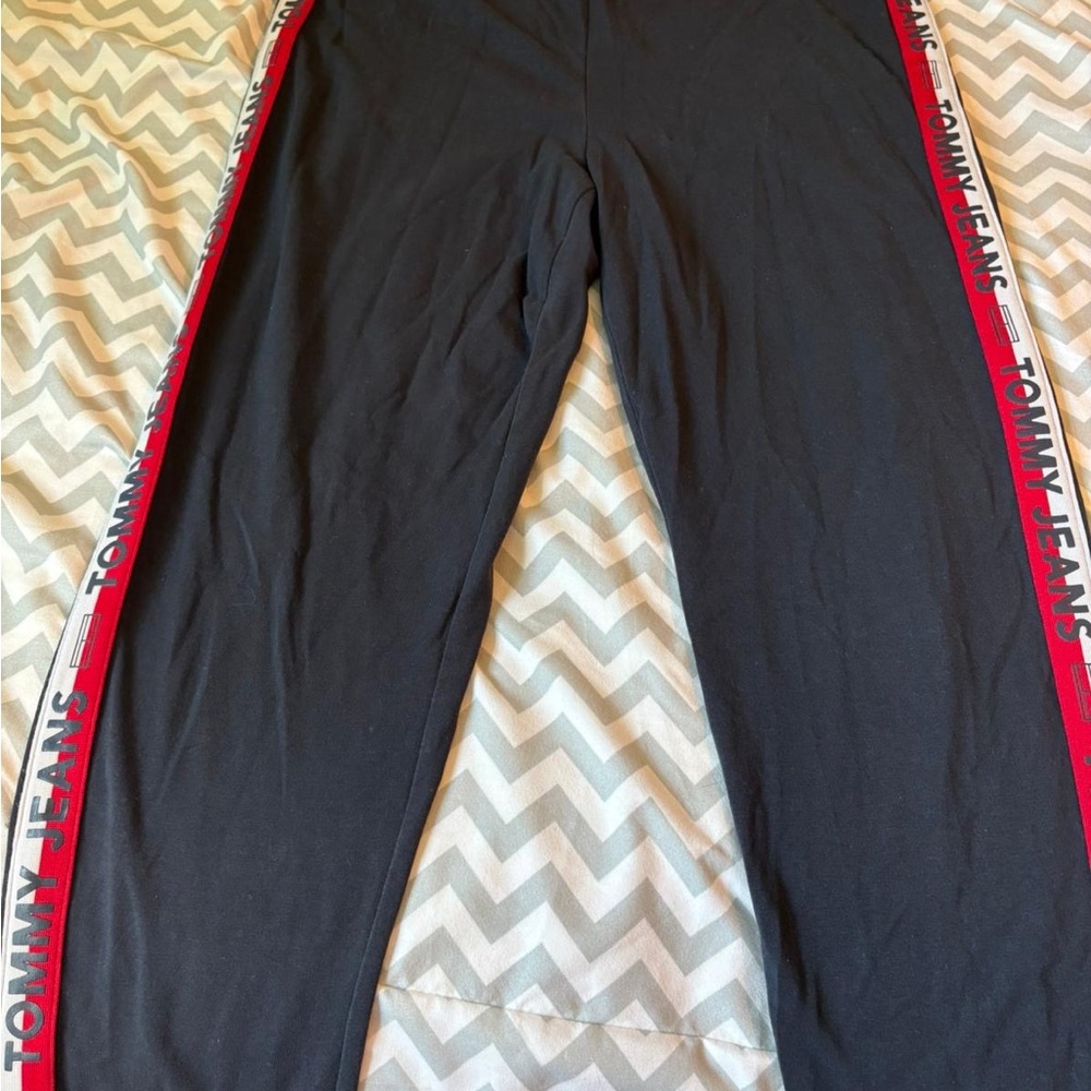 Tommy Hilfiger Black Track Pants with Red Accents